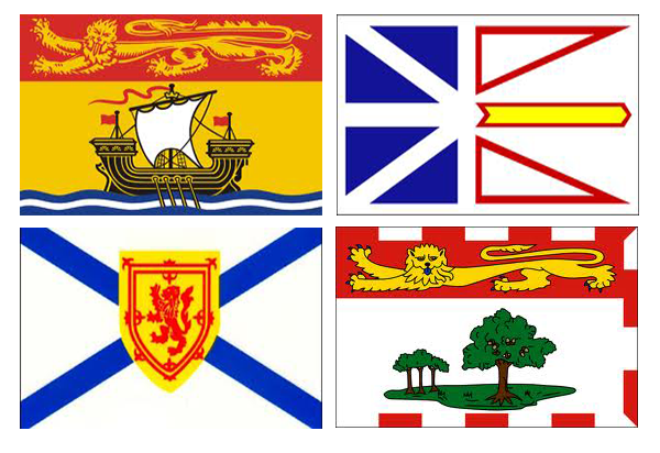 Flags of the for Atlantic Canada provinces